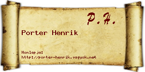 Porter Henrik névjegykártya